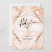 Graduierungspartei Rose Gold-Marmor Einladung (Vorderseite)