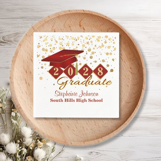 Graduierungspartei Rot und Gold Serviette