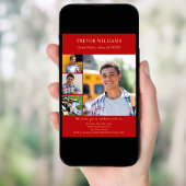 Graduierungspartei - rote Foto-Collage Einladung