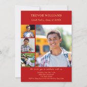 Graduierungspartei - rote Foto-Collage Einladung (Vorderseite)