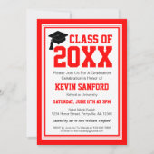 Graduierungspartei Rotes und Weißes Foto Einladung (Vorderseite)