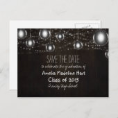 Graduierungspartei | Rustikale Leuchten Save the D Ankündigungspostkarte (Vorne/Hinten)
