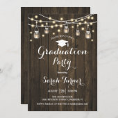 Graduierungspartei - Rustikales Holz Einladung (Vorne/Hinten)