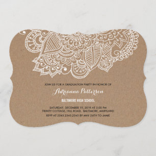 Graduierungspartei   Rustikales Paisley Pattern Einladung