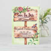 Graduierungspartei Rustikales Zeichen Save the Dat Einladung (Stehend Vorderseite)