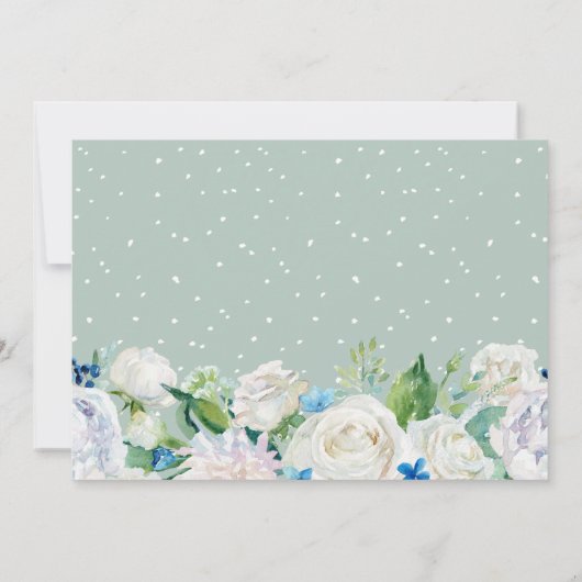 Graduierungspartei Sage Green Blue White Floral Einladung (Rückseite)