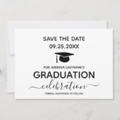 Graduierungspartei Save the Date Minimal Einladung (Vorderseite)