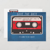 Graduierungspartei Save the Date Retro-Band Ankündigungspostkarte (Vorne/Hinten)