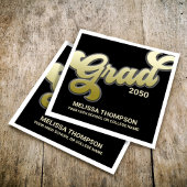 Graduierungspartei Schwarz-Gold-Typografie Serviette
