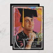 Graduierungspartei Schwarz-Weiß-Foto Einladung (Vorne/Hinten)