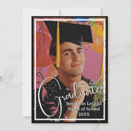 Graduierungspartei Schwarz-Weiß-Foto Einladung