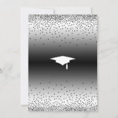 Graduierungspartei Schwarz-Weiß Ombre Confetti Einladung (Rückseite)