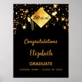 Graduierungspartei schwarze goldene Sterne Absolve Poster (Vorne)