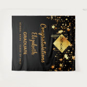 Graduierungspartei schwarze goldene Sterne Absolve Wandteppich (Vorderseite (Horizontal))