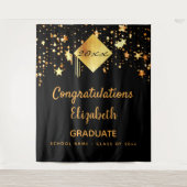 Graduierungspartei schwarze goldene Sterne Absolve Wandteppich (Vorderseite)