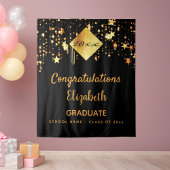 Graduierungspartei schwarze goldene Sterne Absolve Wandteppich