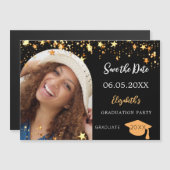Graduierungspartei Schwarzes Foto Save the Date Ka Magneteinladung (Vorne/Hinten)