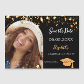 Graduierungspartei Schwarzes Foto Save the Date Ka Magneteinladung (Vorderseite)