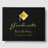 Graduierungspartei schwarzes Gold Gästebuch (Vorderseite)