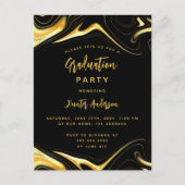 Graduierungspartei Schwarzes Gold Moderne Einladungspostkarte (Vorderseite)