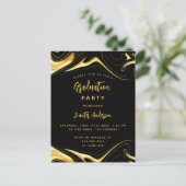 Graduierungspartei Schwarzes Gold Moderne Einladungspostkarte (Stehend Vorderseite)