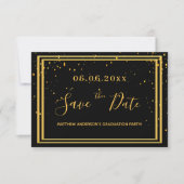 Graduierungspartei Schwarzes Gold Save the Date (Vorderseite)
