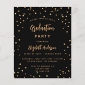 Graduierungspartei Schwarzes Gold-Sterne-Einladung Flyer (Vorne)
