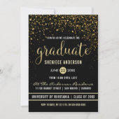 Graduierungspartei | Shimmering Gold Confetti Einladung (Vorderseite)