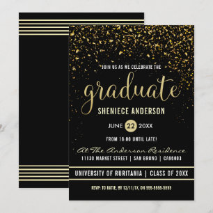 Graduierungspartei   Shimmering Gold Confetti Einladung