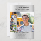 Graduierungspartei - Silber-Foto-Collage Einladung (Vorderseite)