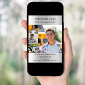 Graduierungspartei - Silber-Foto-Collage Einladung