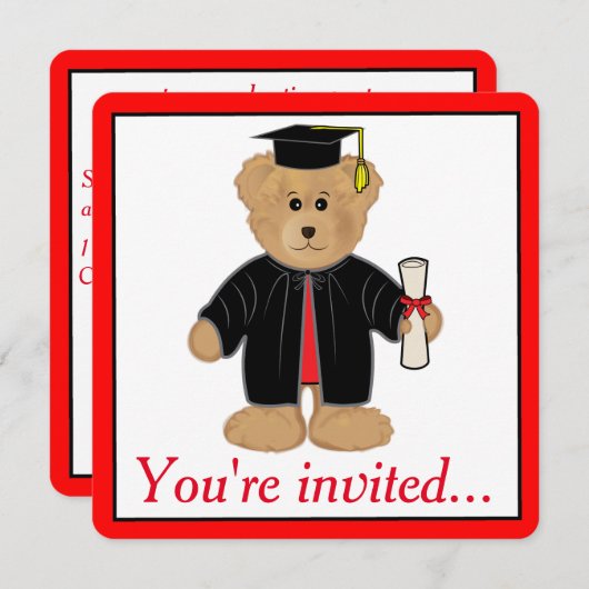 Graduierungspartei Teddy Bären Cap and Gown Einladung