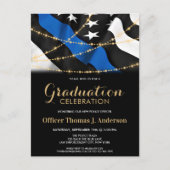 Graduierungspartei Thin Blue Line Einladungspostkarte (Vorderseite)