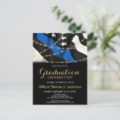 Graduierungspartei Thin Blue Line Einladungspostkarte (Stehend Vorderseite)