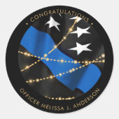 Graduierungspartei Thin Blue Line Runder Aufkleber (Vorderseite)