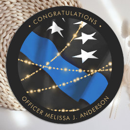 Graduierungspartei Thin Blue Line Runder Aufkleber