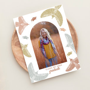 Graduierungspartei   Vogel Boho Folk Art Ankündigungspostkarte