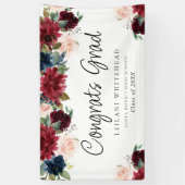 Graduierungspartei Wasserfarbe Burgund Blüte Banner (Vertikal)