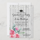 Graduierungspartei Wasserfarben Blumenholz Einladu Einladung (Vorderseite)