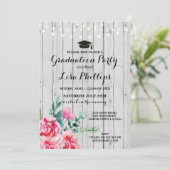 Graduierungspartei Wasserfarben Blumenholz Einladu Einladung (Stehend Vorderseite)
