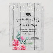 Graduierungspartei Wasserfarben Blumenholz Einladu Einladung (Vorne/Hinten)