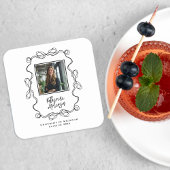 Graduierungspartei "Wavy Border Bow Black Foto" Rechteckiger Pappuntersetzer