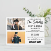 Graduierungspartei, zwei Absolventen Einladung (Stehend Vorderseite)
