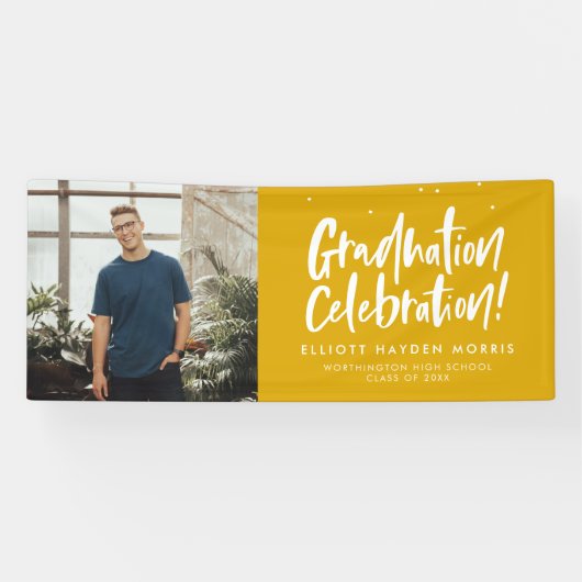 Graduierungsparty 1 Foto Spaß goldgelb Banner (Horizontal)