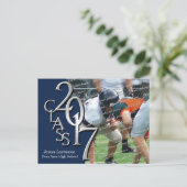 Graduierungsparty 2017 mit Foto Blue Einladungspostkarte (Stehend Vorderseite)