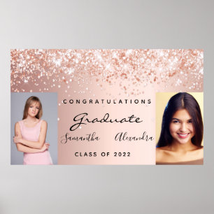 Graduierungsparty 2022 Foto Rose Gold Glitzer Stau Poster