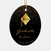 Graduierungsparty 2022 Graduierte schwarze Goldkap Keramik Ornament (Rechts)