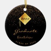 Graduierungsparty 2022 Graduierte schwarze Goldkap Keramik Ornament (Vorne)