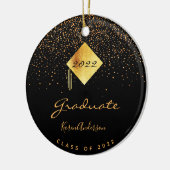Graduierungsparty 2022 Graduierte schwarze Goldkap Keramik Ornament (Links)