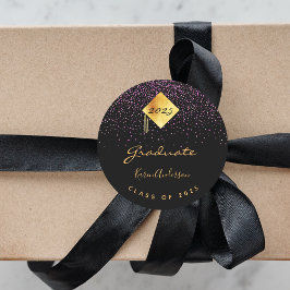 Graduierungsparty 2023 Graduierte schwarze lila Mü Runder Aufkleber